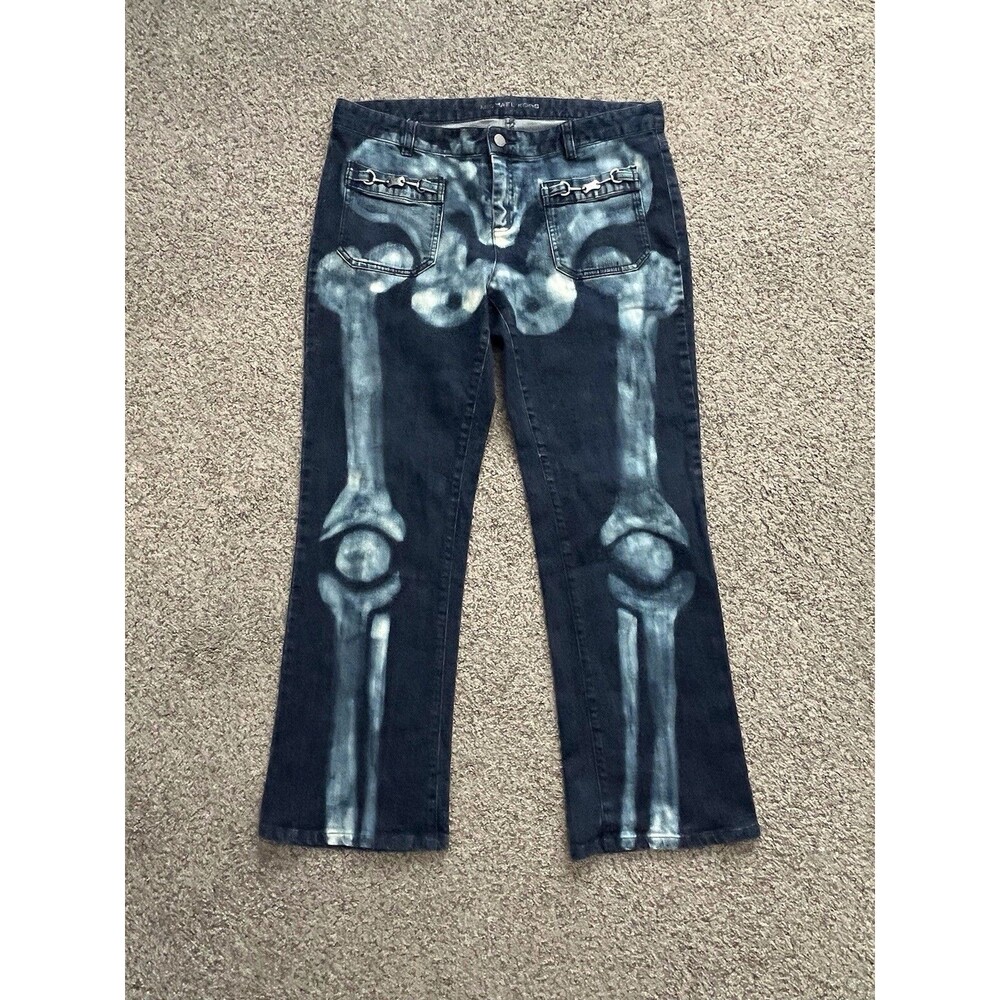 Michael Kors Women’s Size 12 Skeleton Graphic Jeans Dark Wash 28” Short Inseam